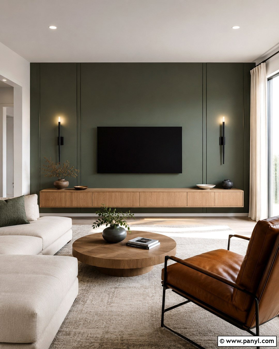 Sage Green TV Wall - 20 Sage Green Statement Wall Ideas