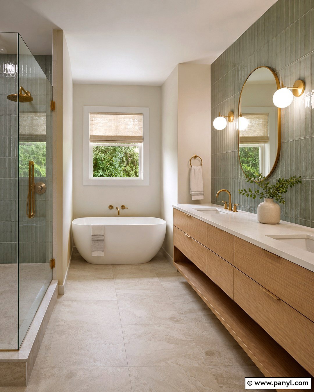 Sage Green Tile Bathroom Accent Wall - 20 Green Tile Accent Wall Ideas