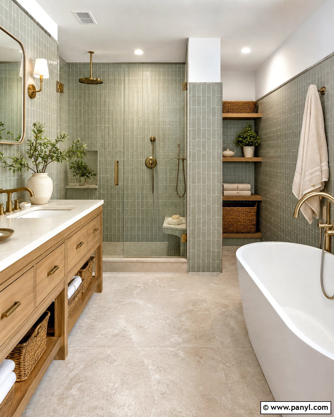 Sage Green Tile With Warm Gray Grout - 20 Warm Gray Grout Color Ideas