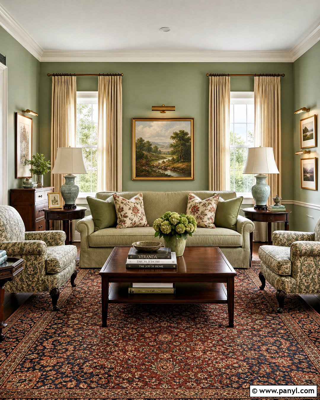 Sage Green Traditional Living Room - 20 sage green walls living room ideas