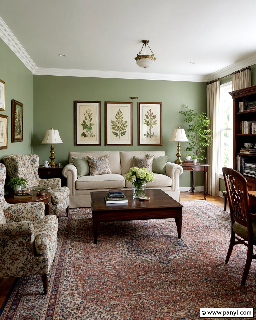 Sage Green Traditional Living Room - 50 sage green walls