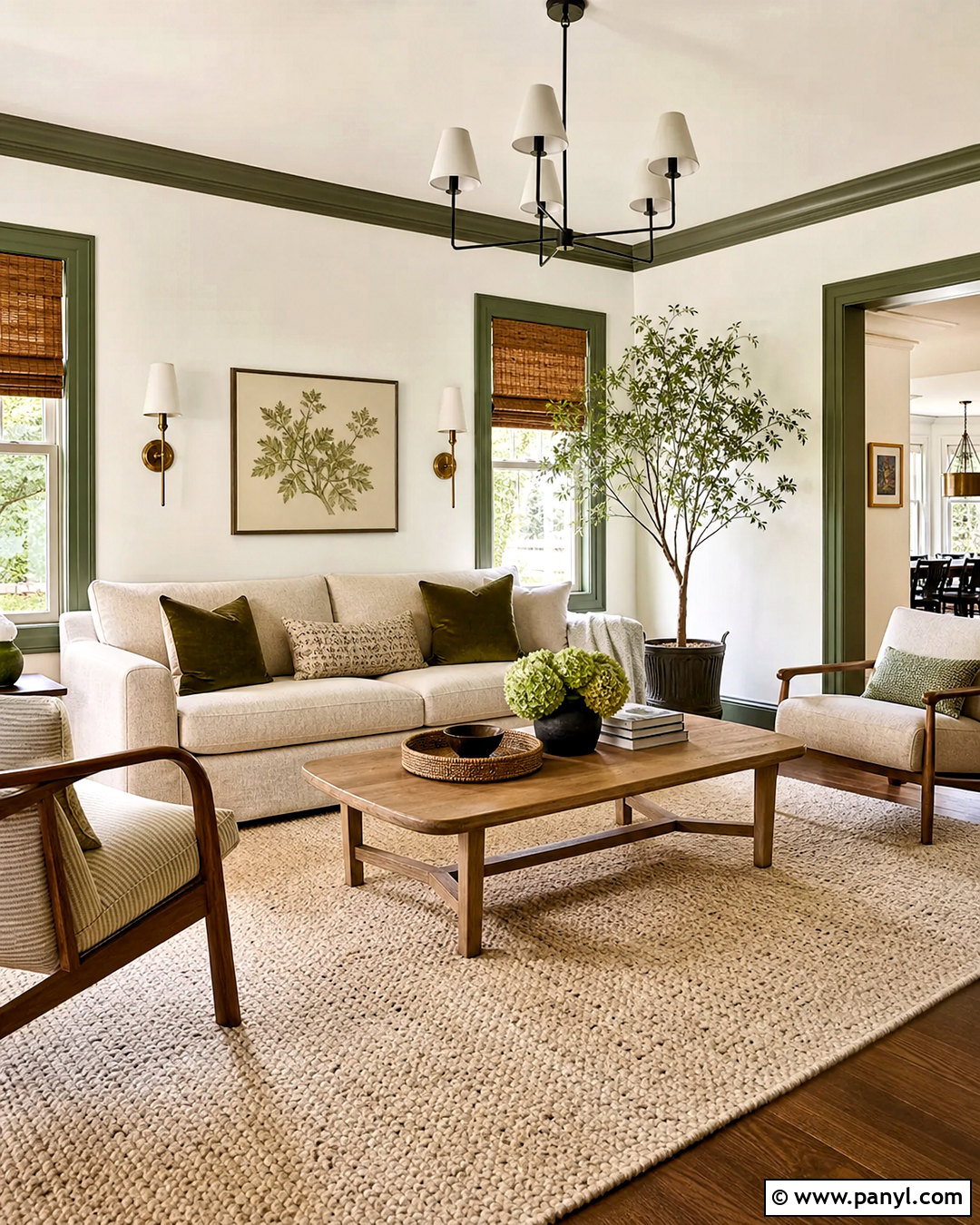 Sage Green Trim Living Room - 20 white walls green trim ideas