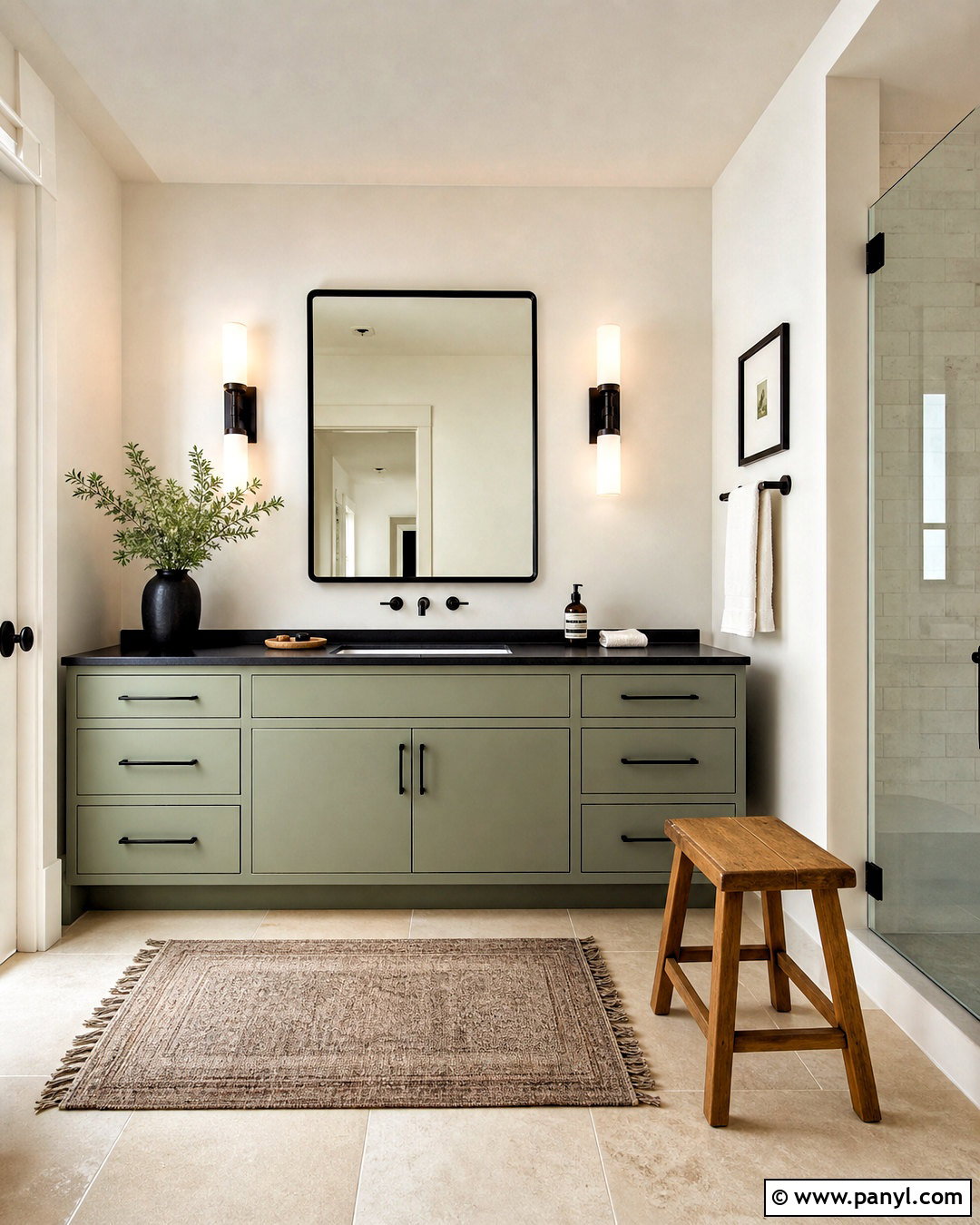 Sage Green Vanity With Black Countertop - 20 sage green and black bathroom ideas