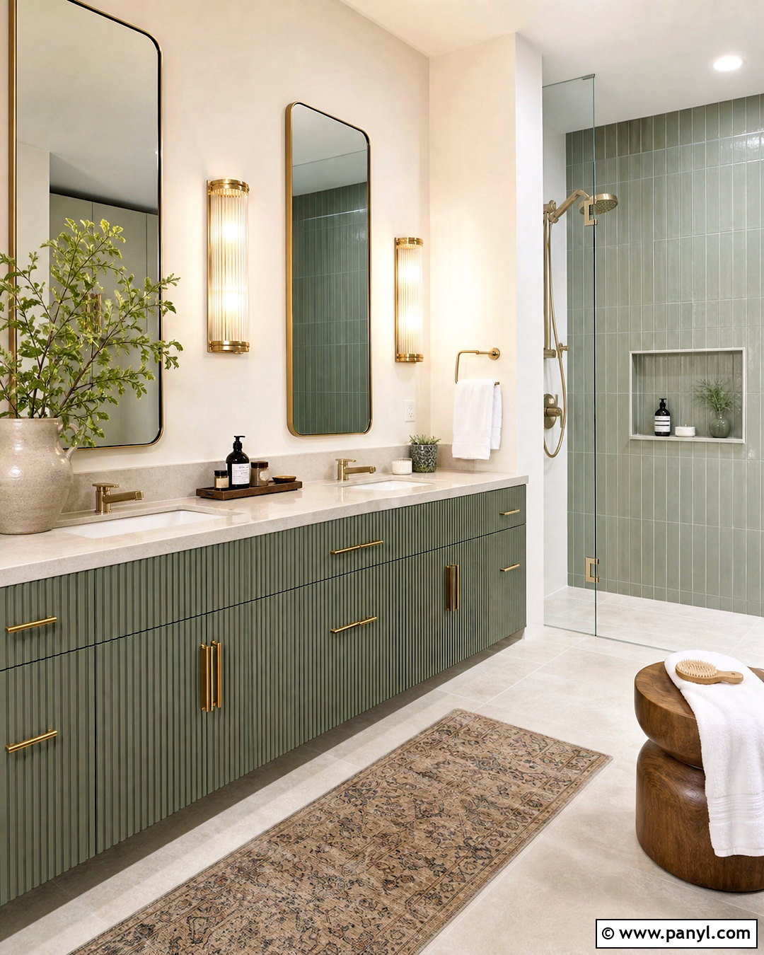 Sage Green Vanity With Fluted Doors - 20 sage green vanity bathroom ideas