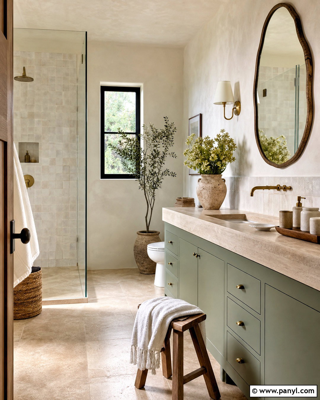 Sage Green Vanity With Zellige Tile - 20 sage green vanity bathroom ideas