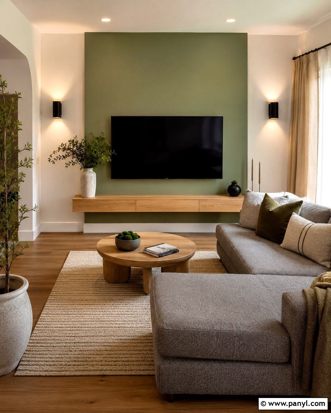 Sage Green Vertical TV Wall - 20 Color Block Wall Behind Tv Ideas