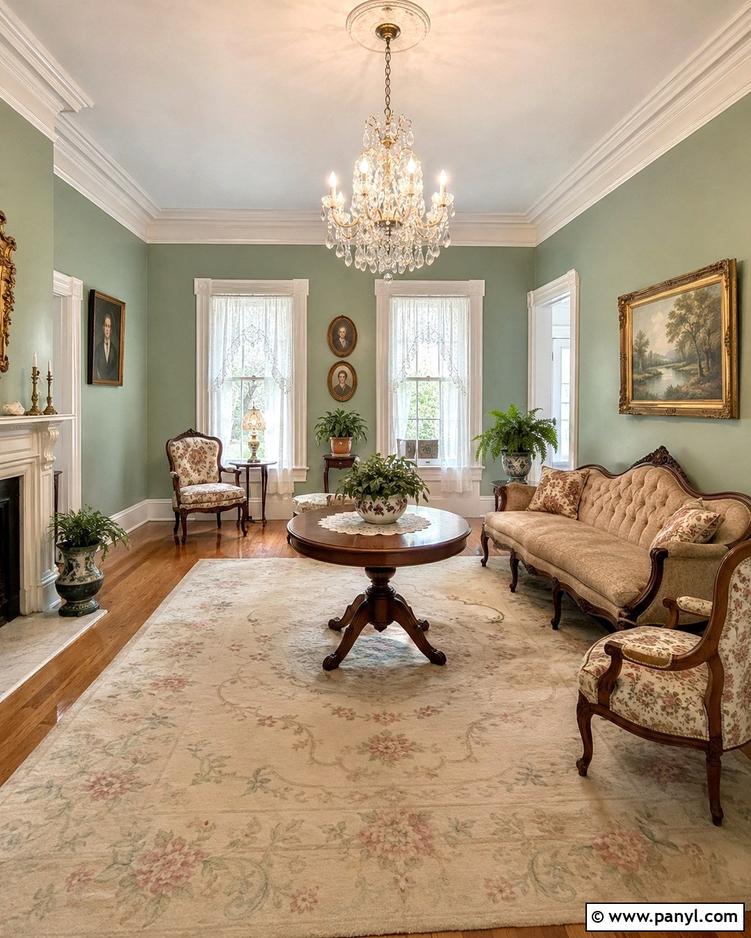 Sage Green Victorian Parlor - 20 Victorian Green Walls