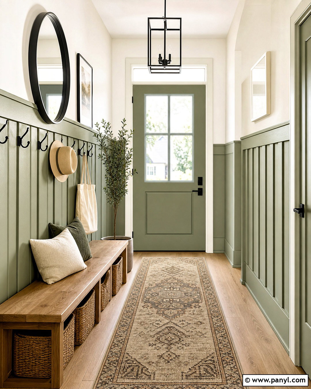 Sage Green Wainscoting Entryway - 20 modern wainscoting ideas