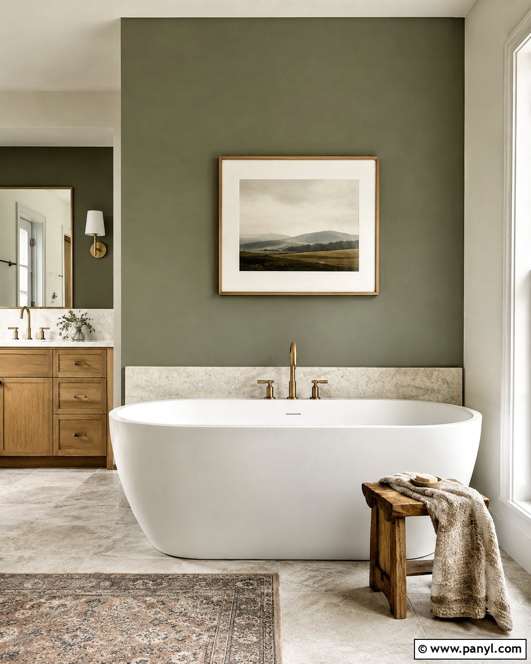 Sage Green Wall Behind A Bathtub - 40 Sage Green Accent Wall Ideas