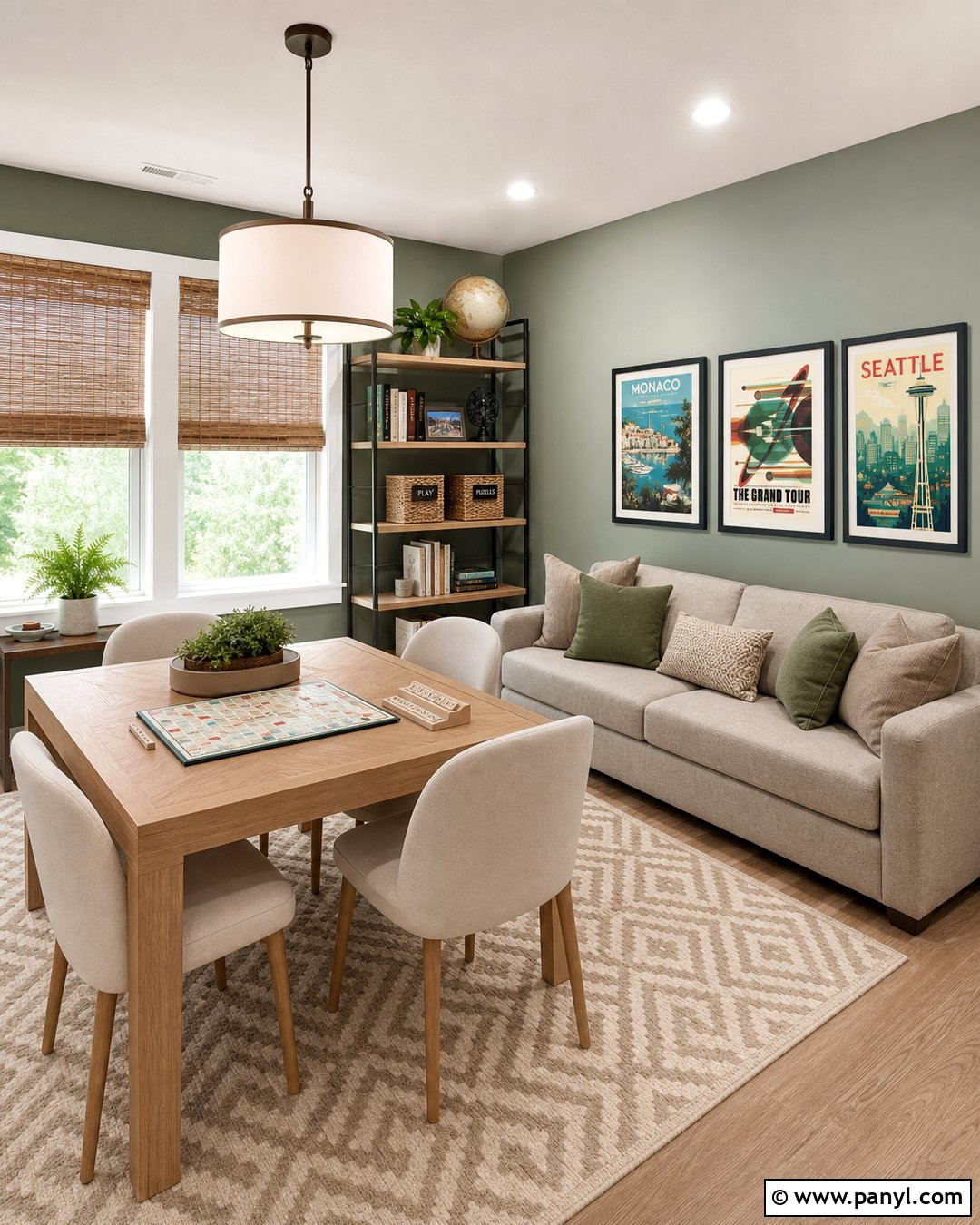 Sage Green Wall Family Game Room - 20 Green Wall Game Room Ideas
