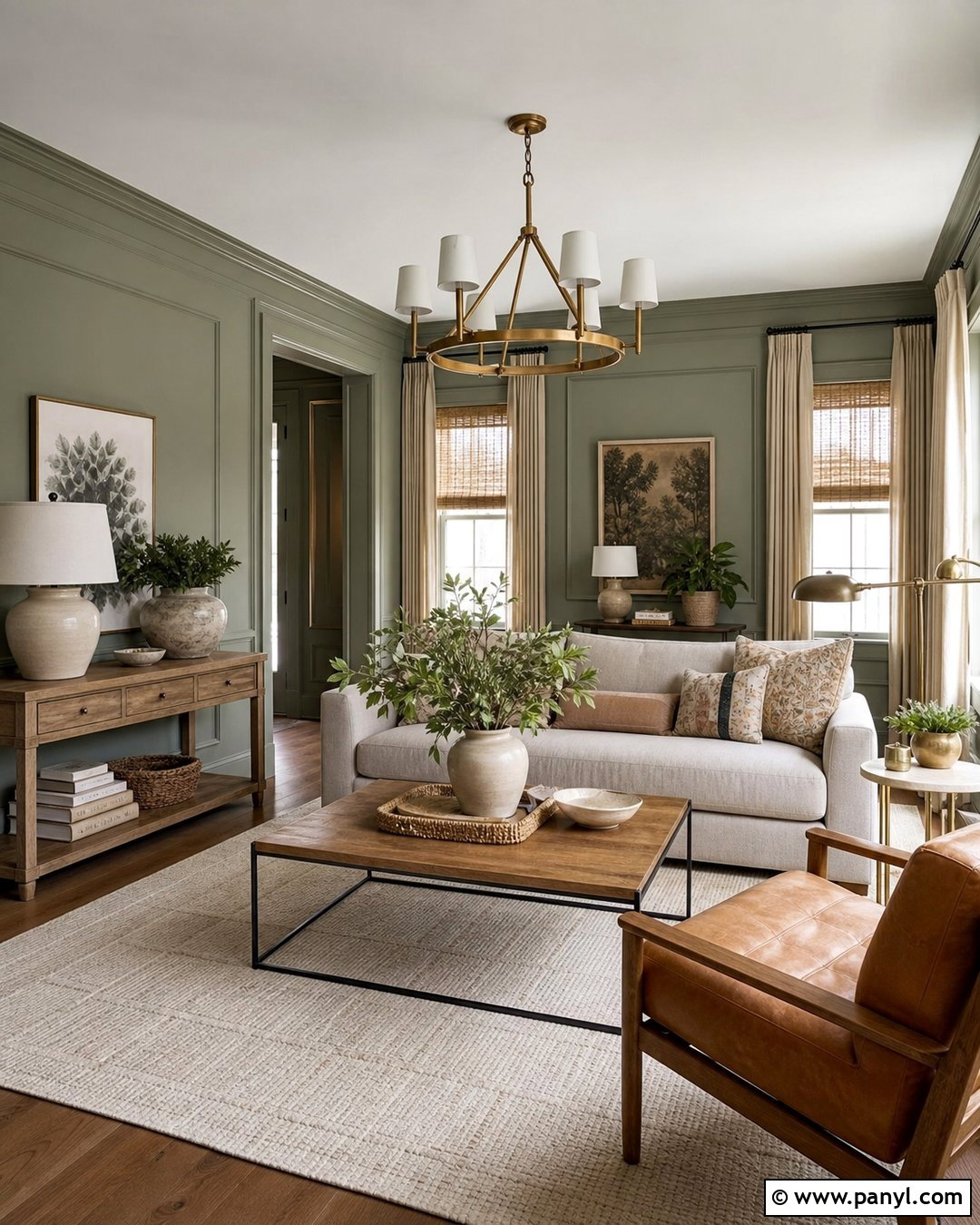 Sage Green Wall Moulding With Matching Walls - 25 Wall Moulding Color Ideas
