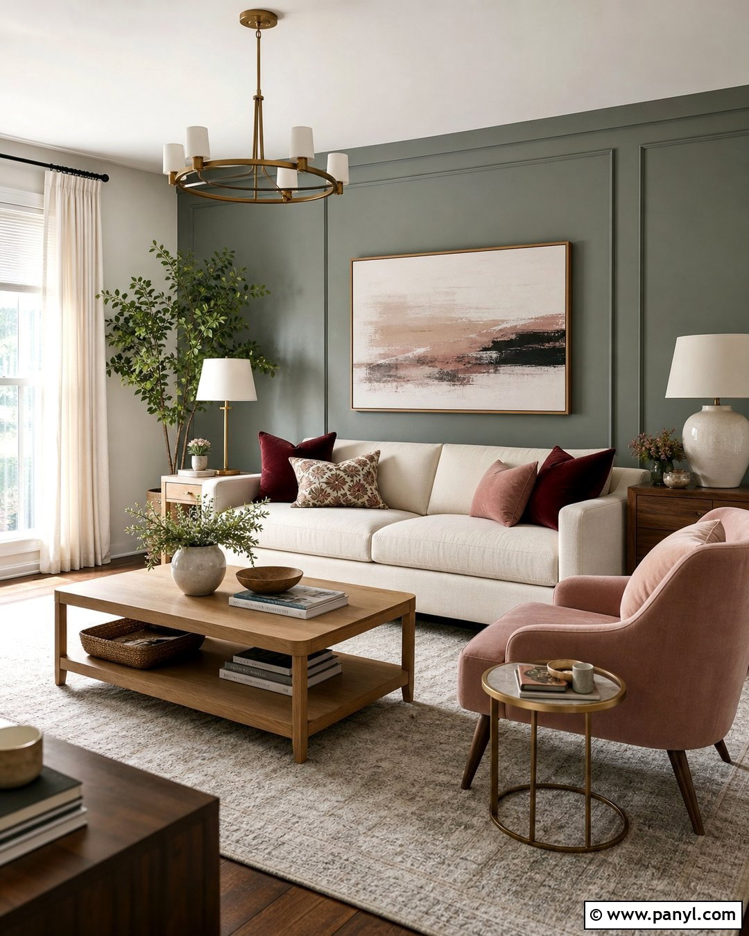 Sage Green Wall With Blush Pink Decor - 40 Sage Green Accent Wall Ideas