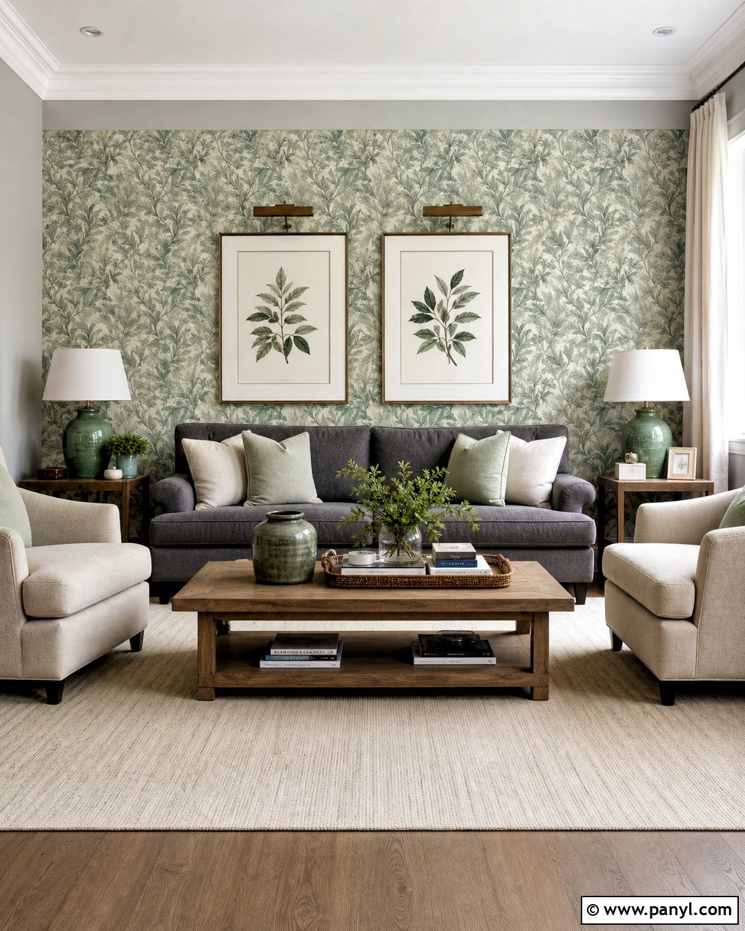 Sage Green Wallpaper And Grey Living Room - 20 sage green and grey living room ideas