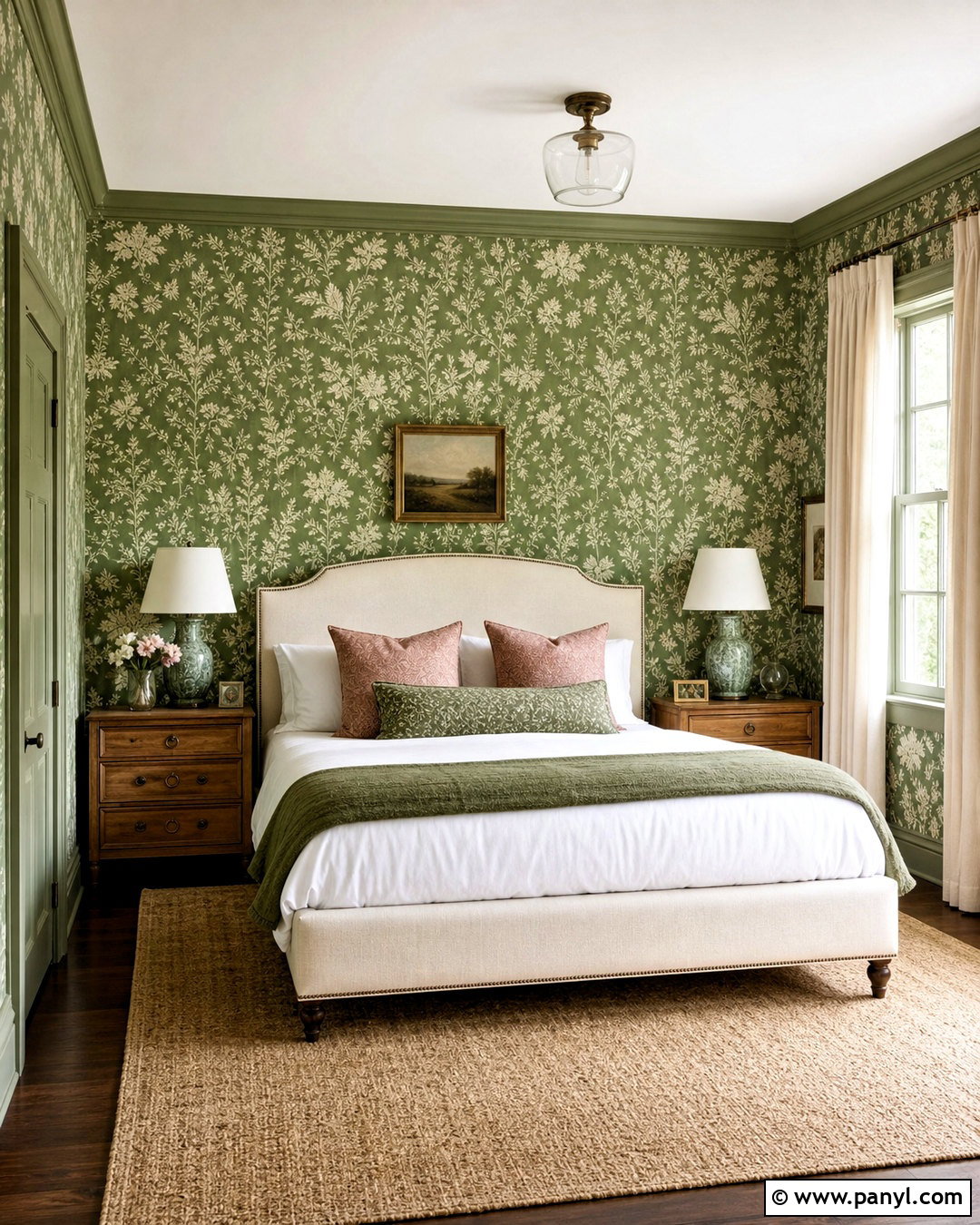Sage Green Wallpaper With Painted Trim - 20 sage green bedroom walls
