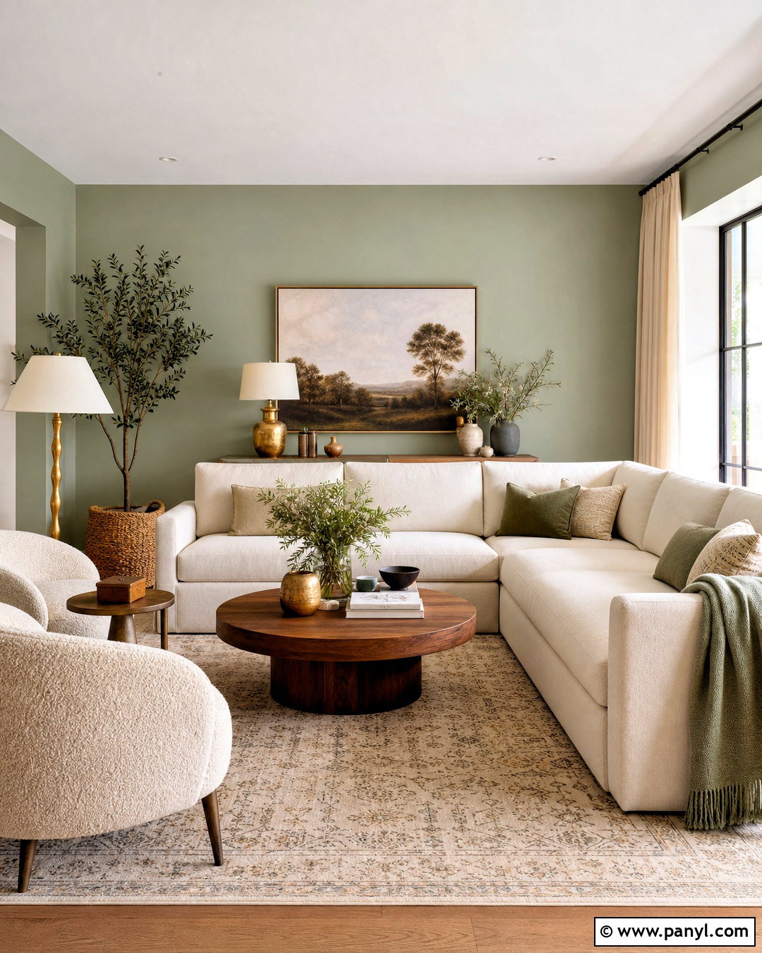 Sage Green Walls And Cream Sectional - 20 sage green and cream living room ideas