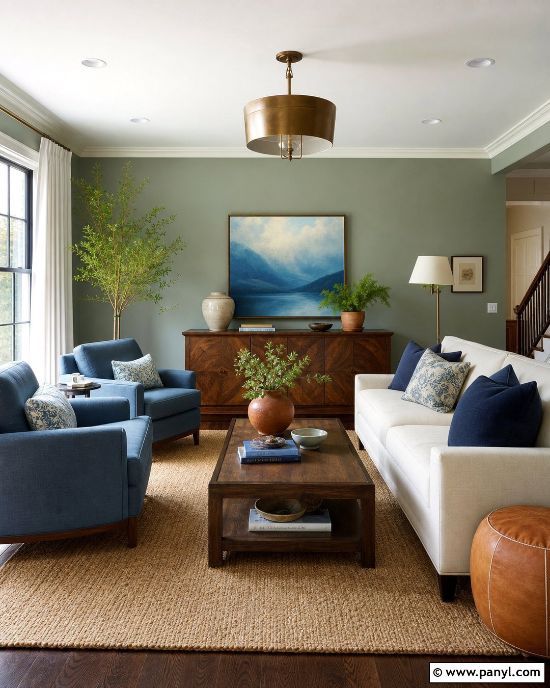 Sage Green Walls With Blue Decor - 25 Sage Green Painted Walls