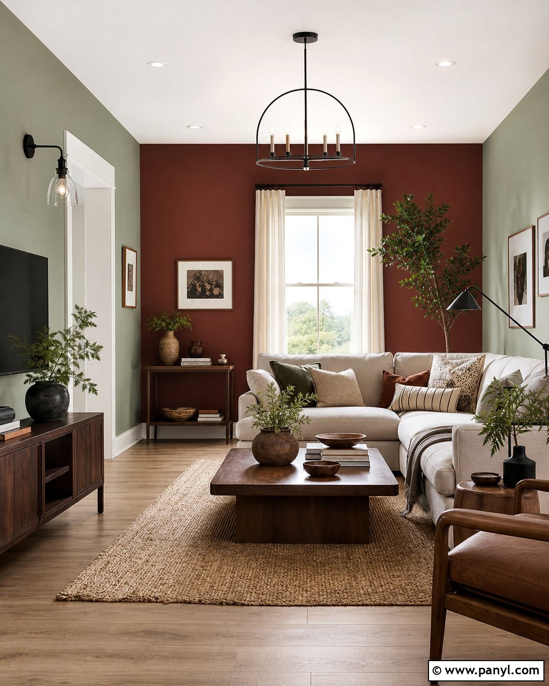 Sage Green Walls With Brick Red Accent Wall - 20 Red And Green Wall Paint Ideas
