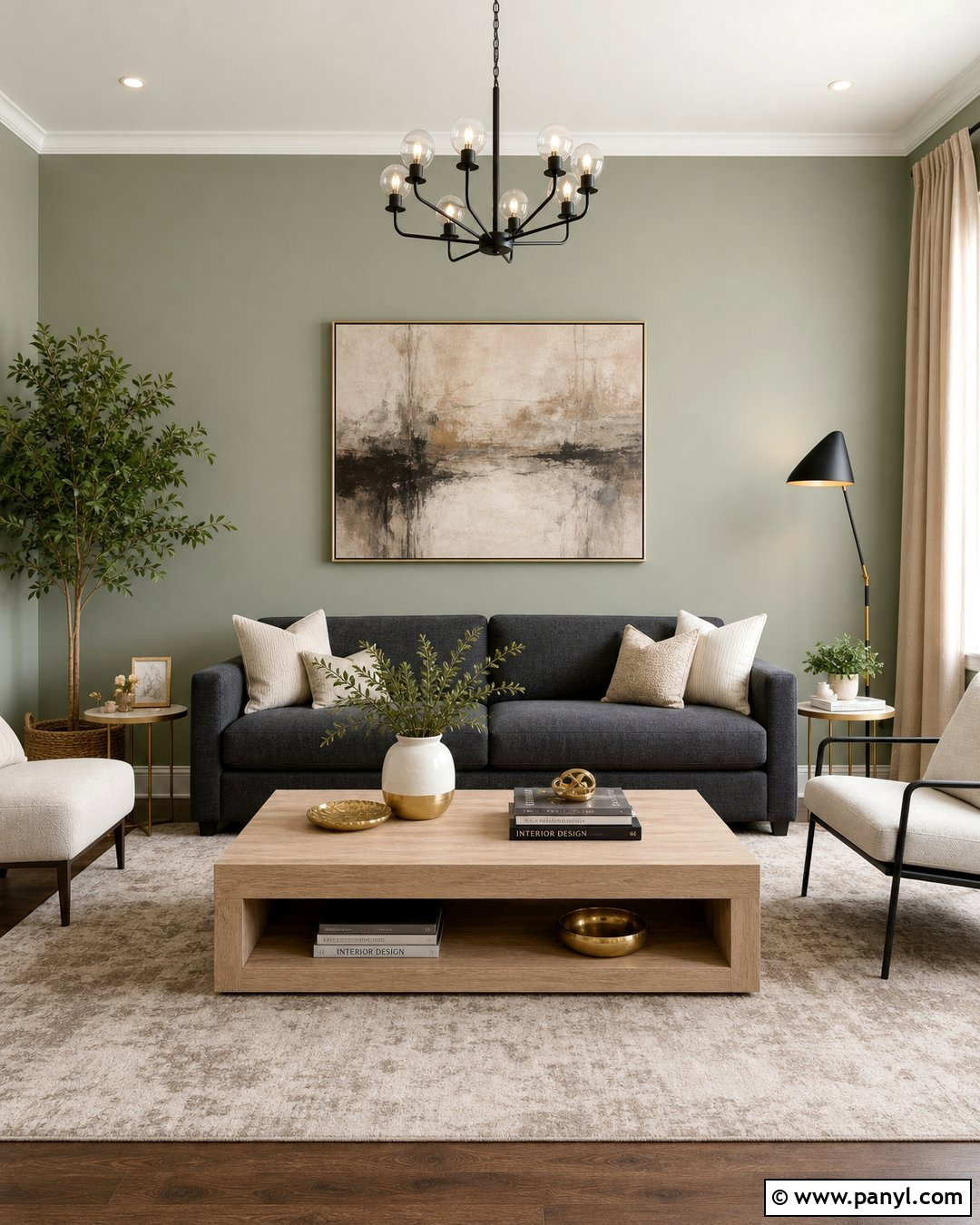 Sage Green Walls With Charcoal Gray Furniture - 35 sage green wall color ideas