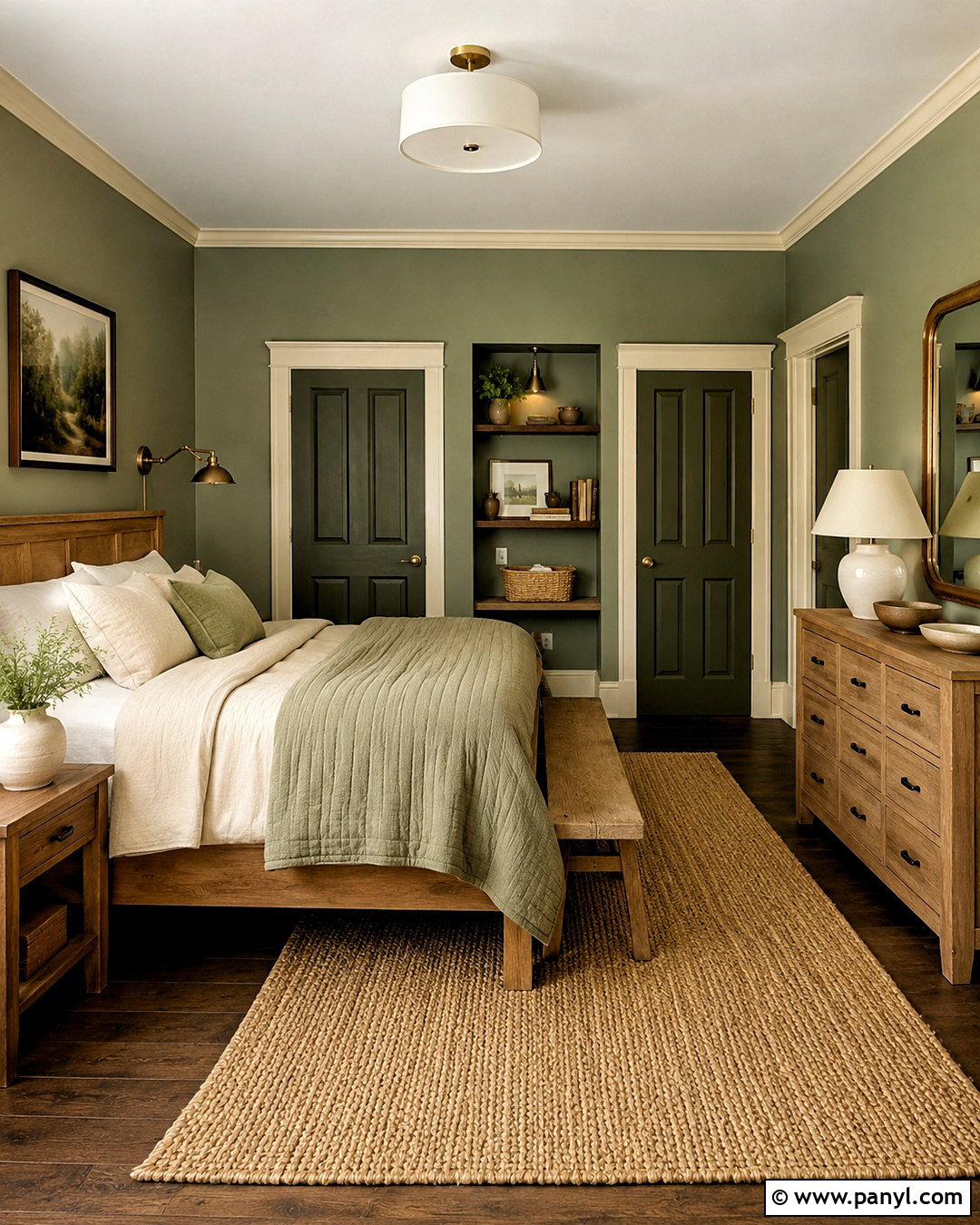 Sage Green Walls With Cream Trim And Olive Doors - 20 Wall Trim And Door Colors