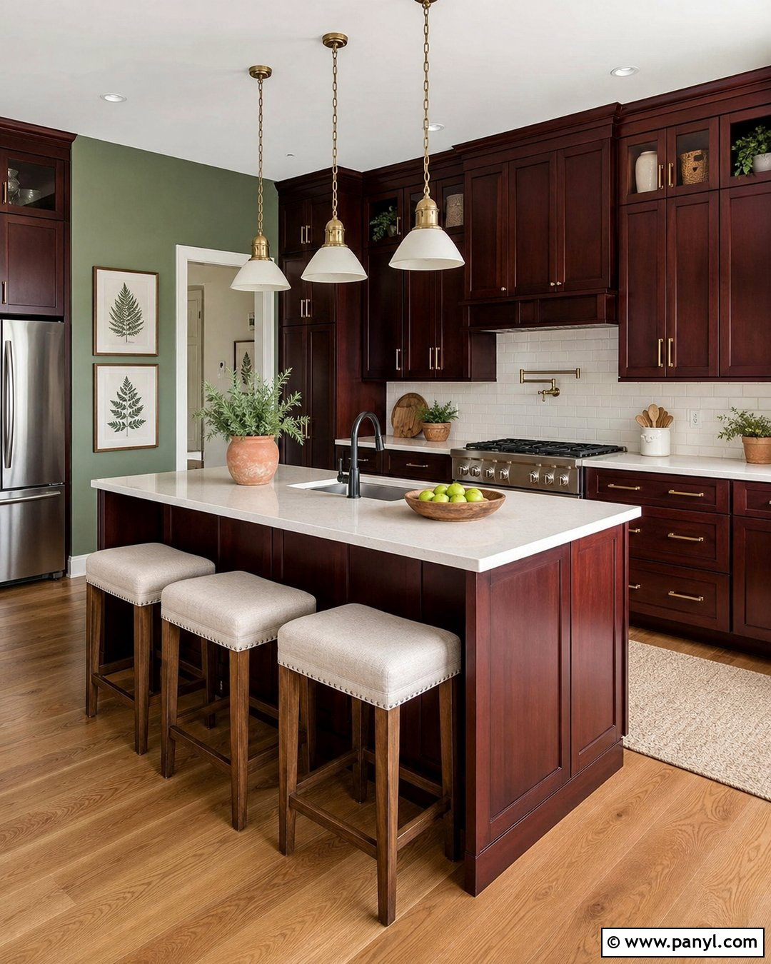 Sage Green Walls With Dark Cherry Cabinets - 20 Dark Cherry Kitchen Cabinets Wall Color Ideas