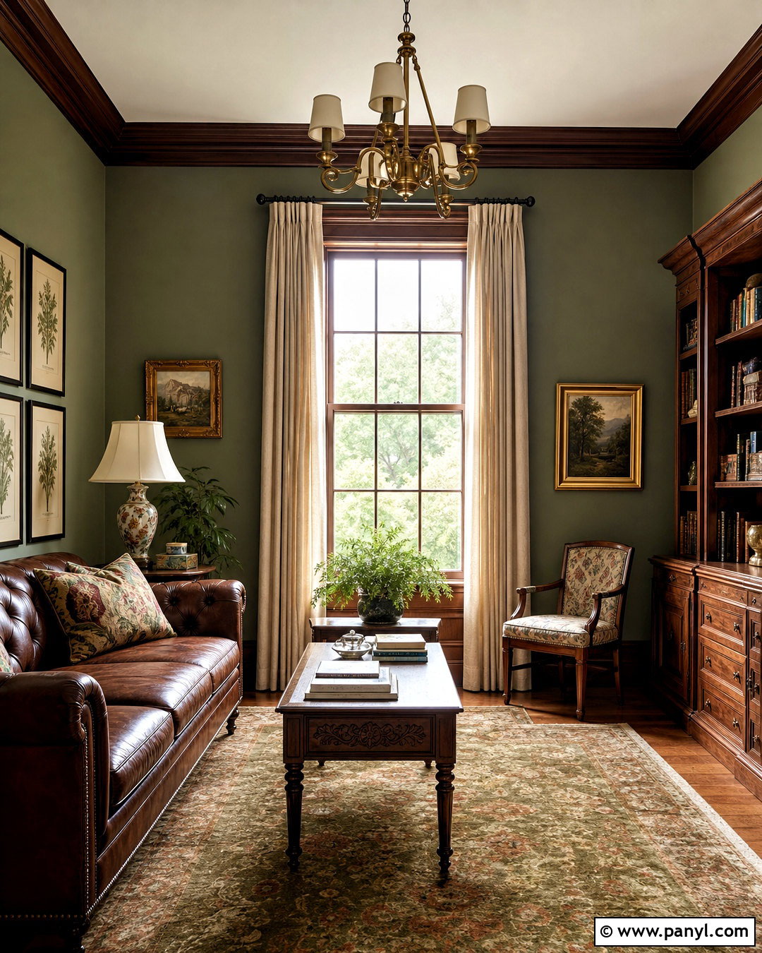 Sage Green Walls With Dark Wood Trim - 20 traditional wall painting ideas