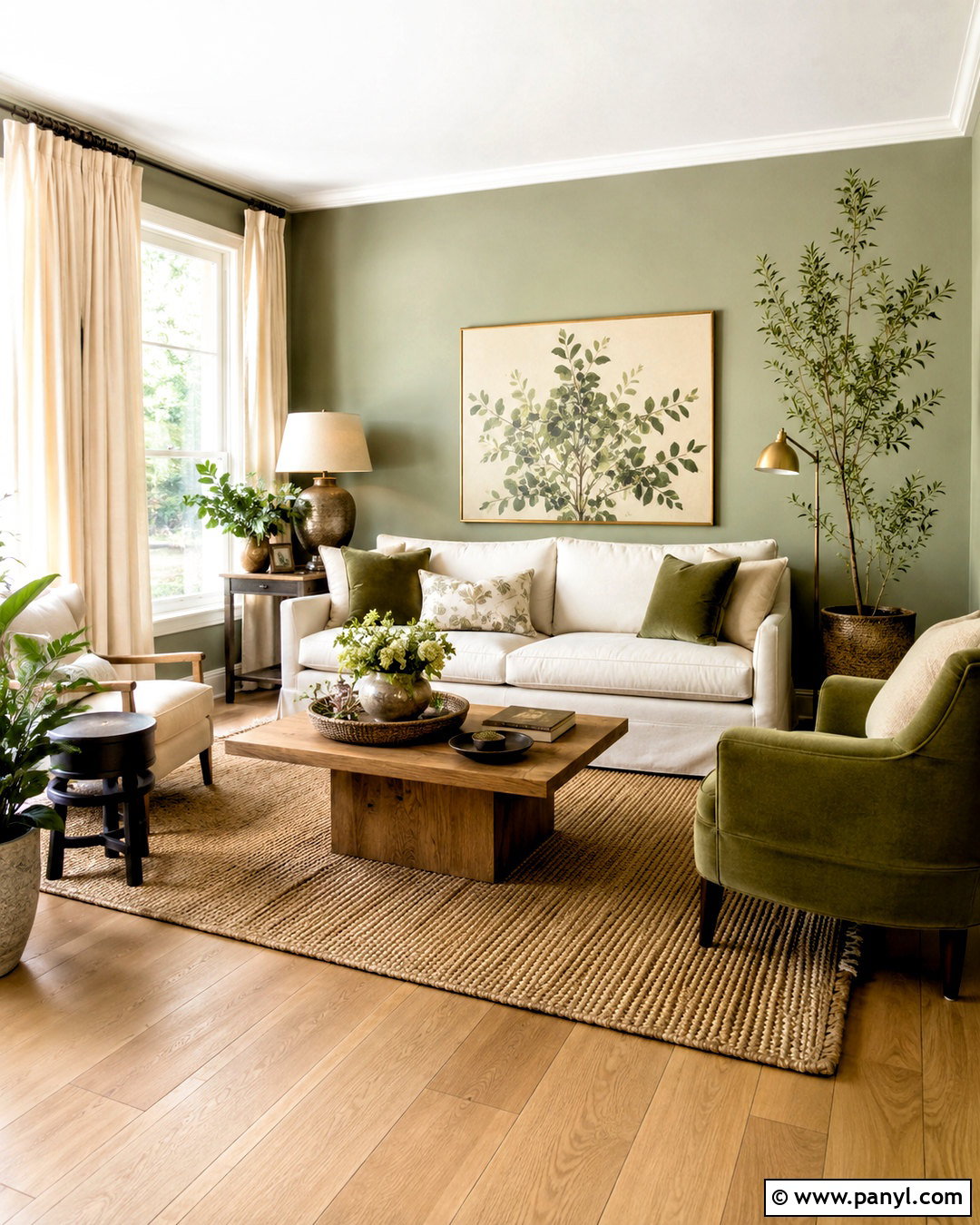Sage Green Walls With Natural Oak Floors - 20 Wood Floor Wall Color Ideas