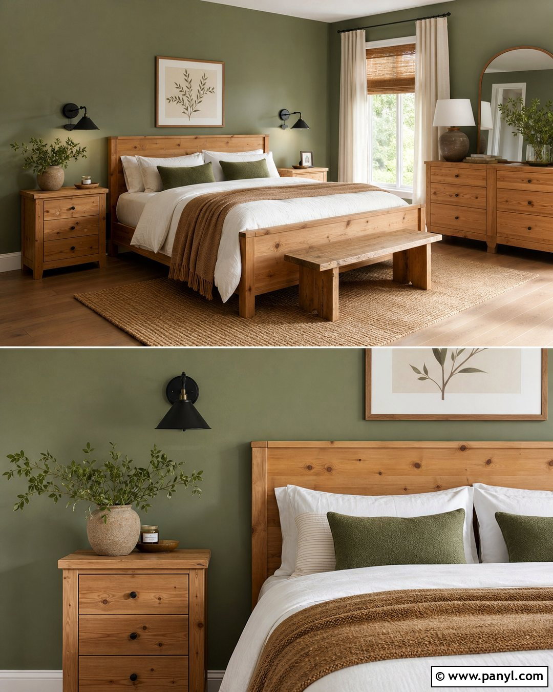 Sage Green Walls With Pine Furniture - 25 Wall Colour With Wooden Furniture Ideas