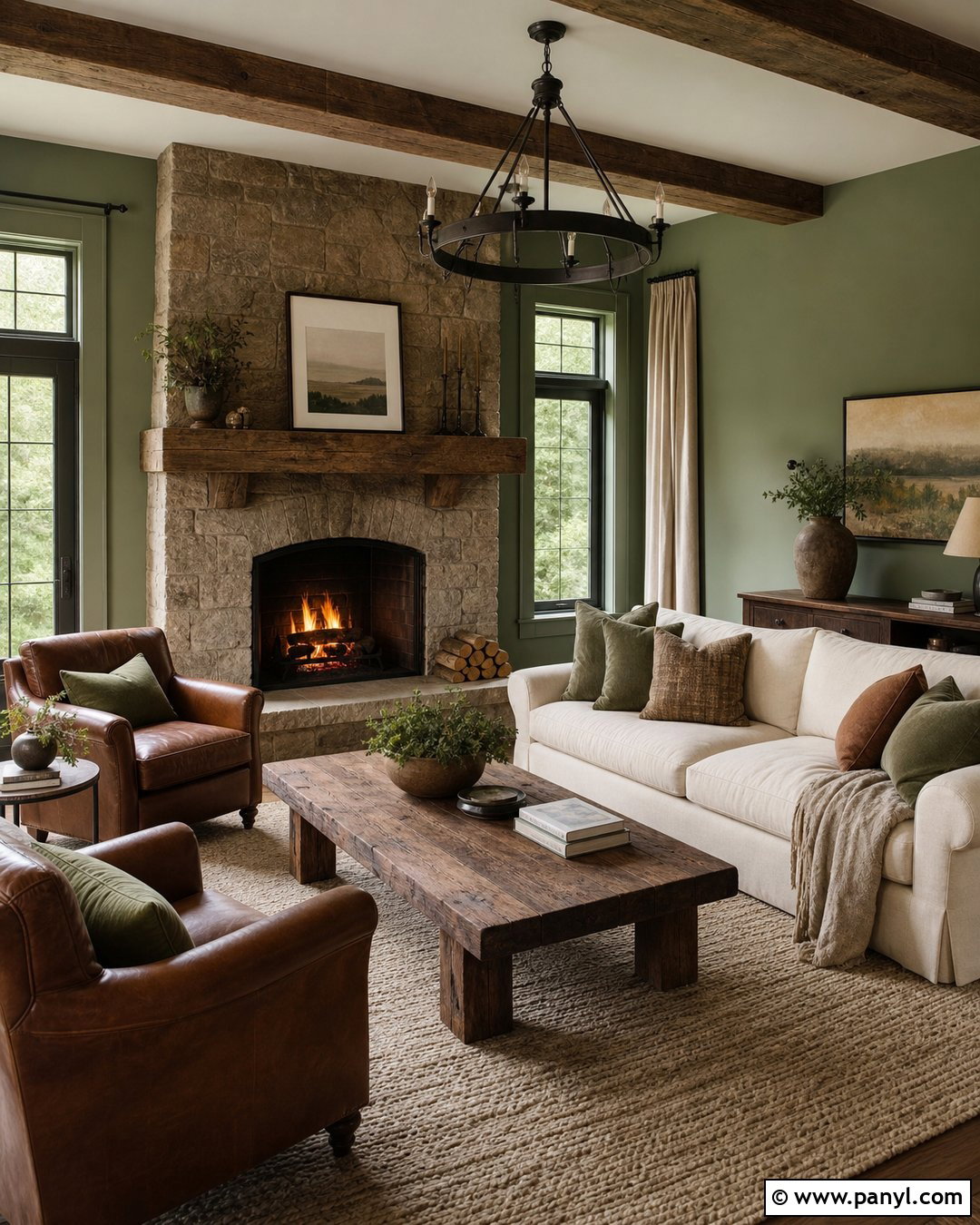 Sage Green Walls With Rustic Stone - 35 sage green wall color ideas