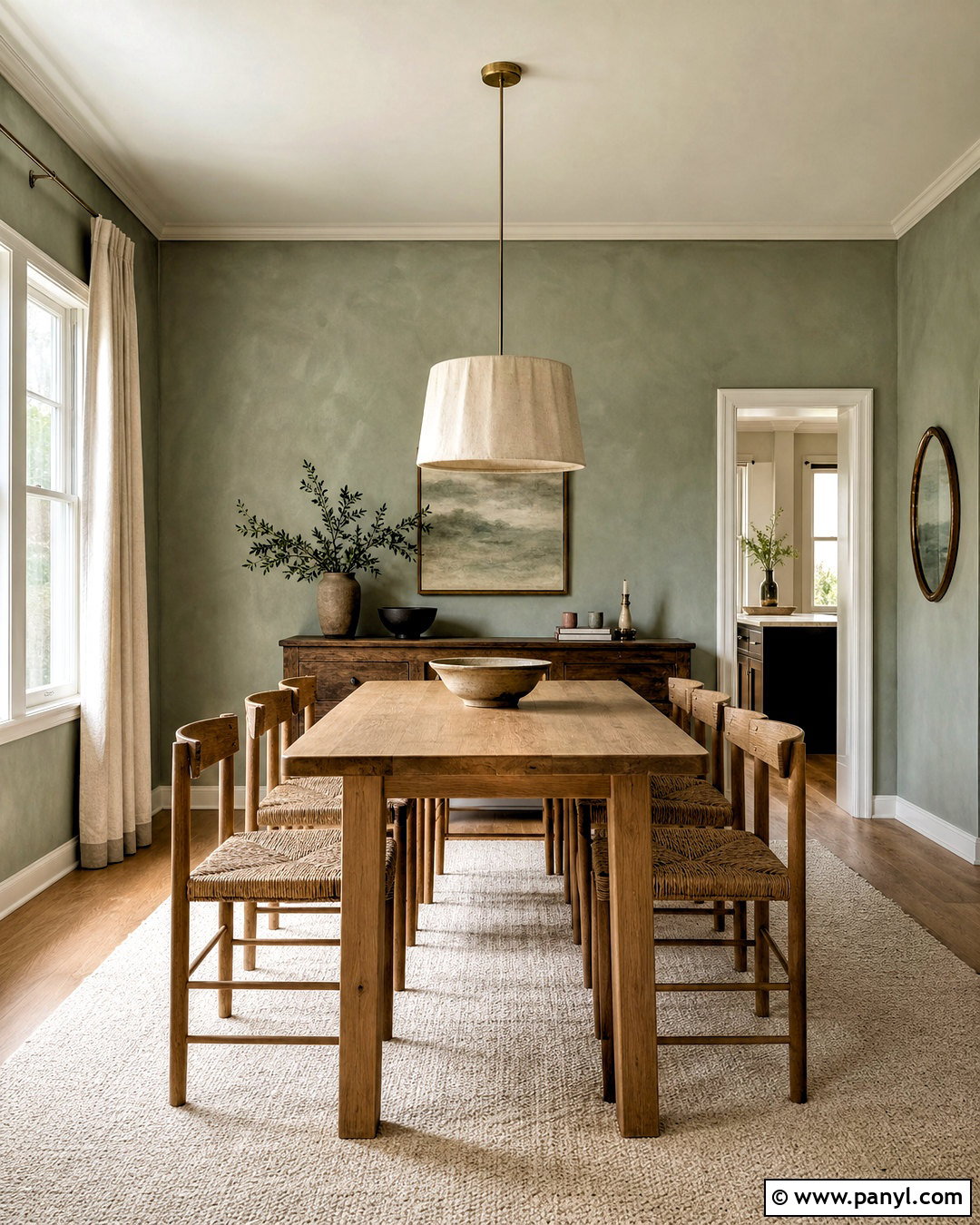 Sage Green Washed Dining Room - 20 washed wall paint effect ideas