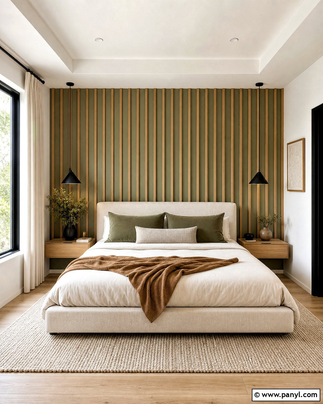 Sage Green Wood Slat Accent Wall - 20 sage green accent wall bedroom ideas