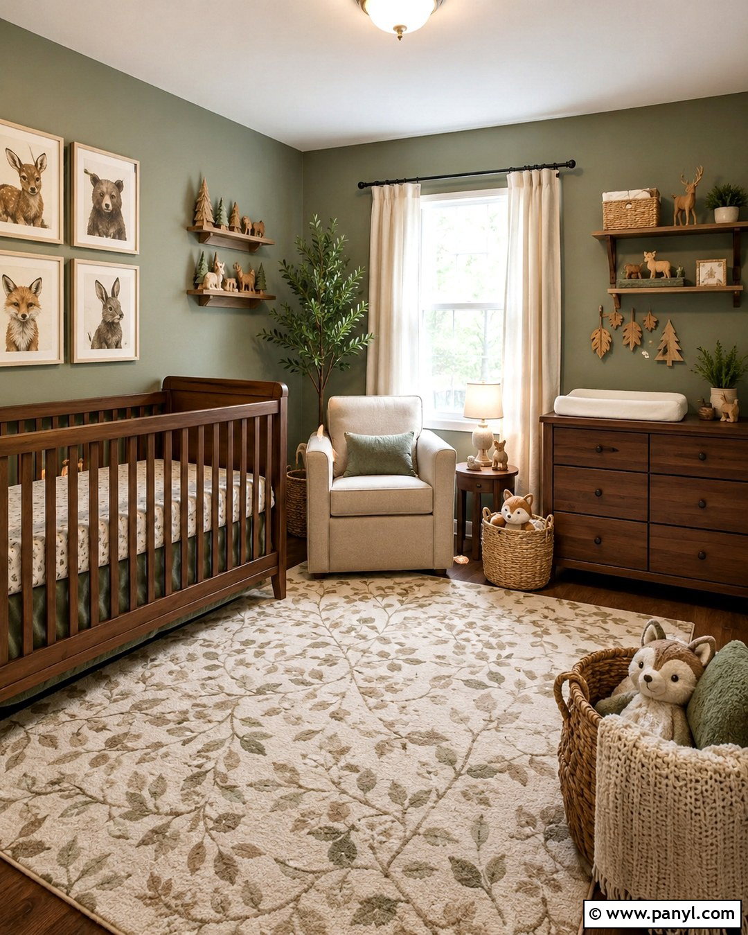 Sage Green Woodland Nursery - 20 Sage Green Wall Nursery Ideas