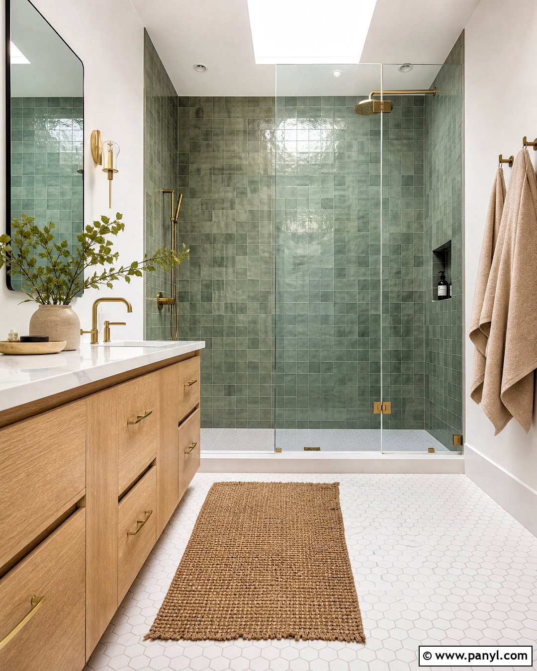 Sage Green Zellige Tile Bathroom - 20 sage green and white bathroom ideas