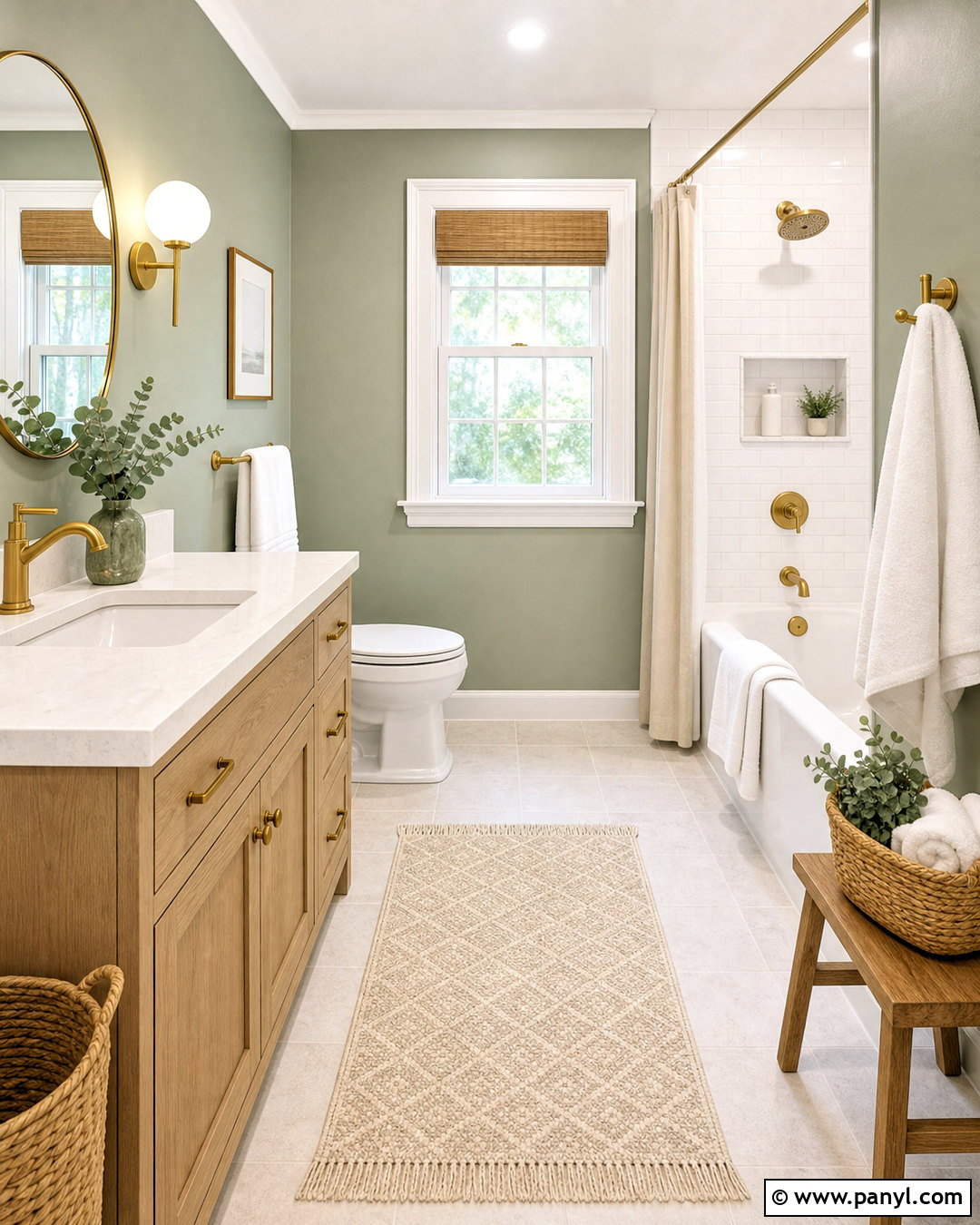 Sage Green and White Bathroom - 20 green and white bathroom ideas