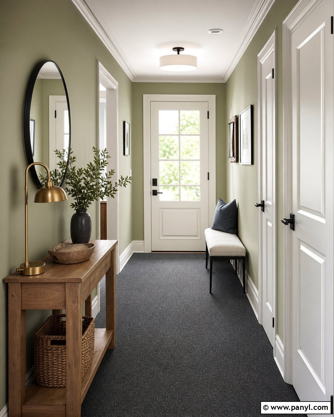 Sage Hallway With Grey Carpet - 20 Sage Walls Grey Carpet Ideas
