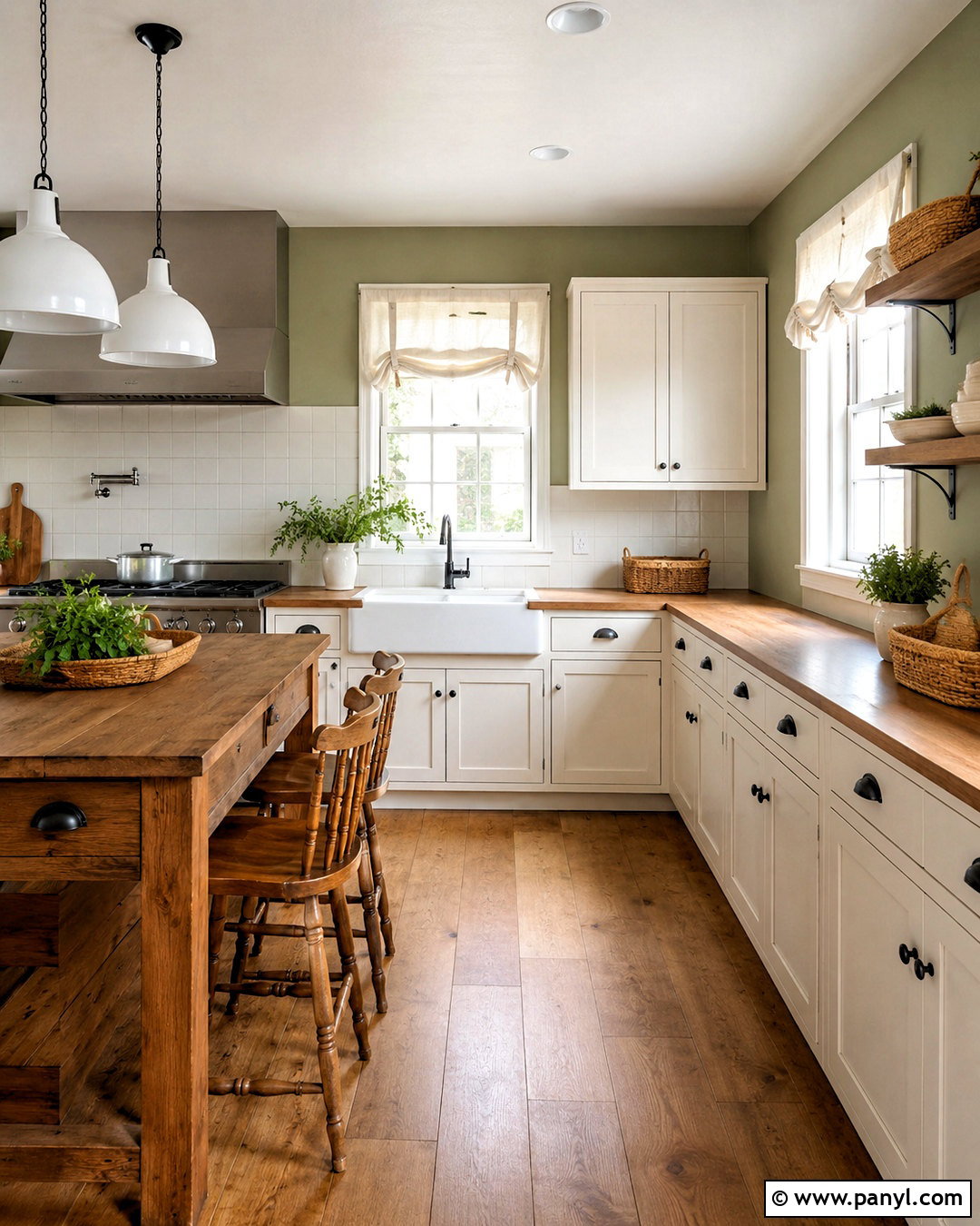 Sage Kitchen Walls In A Farmhouse Kitchen - 35 sage kitchen walls