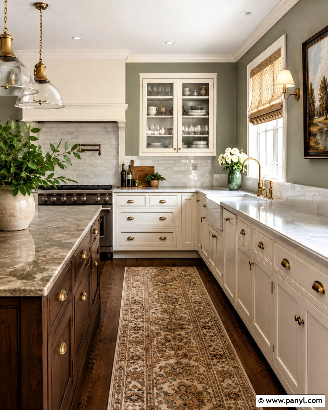 Sage Kitchen Walls In A Traditional Kitchen - 35 sage kitchen walls