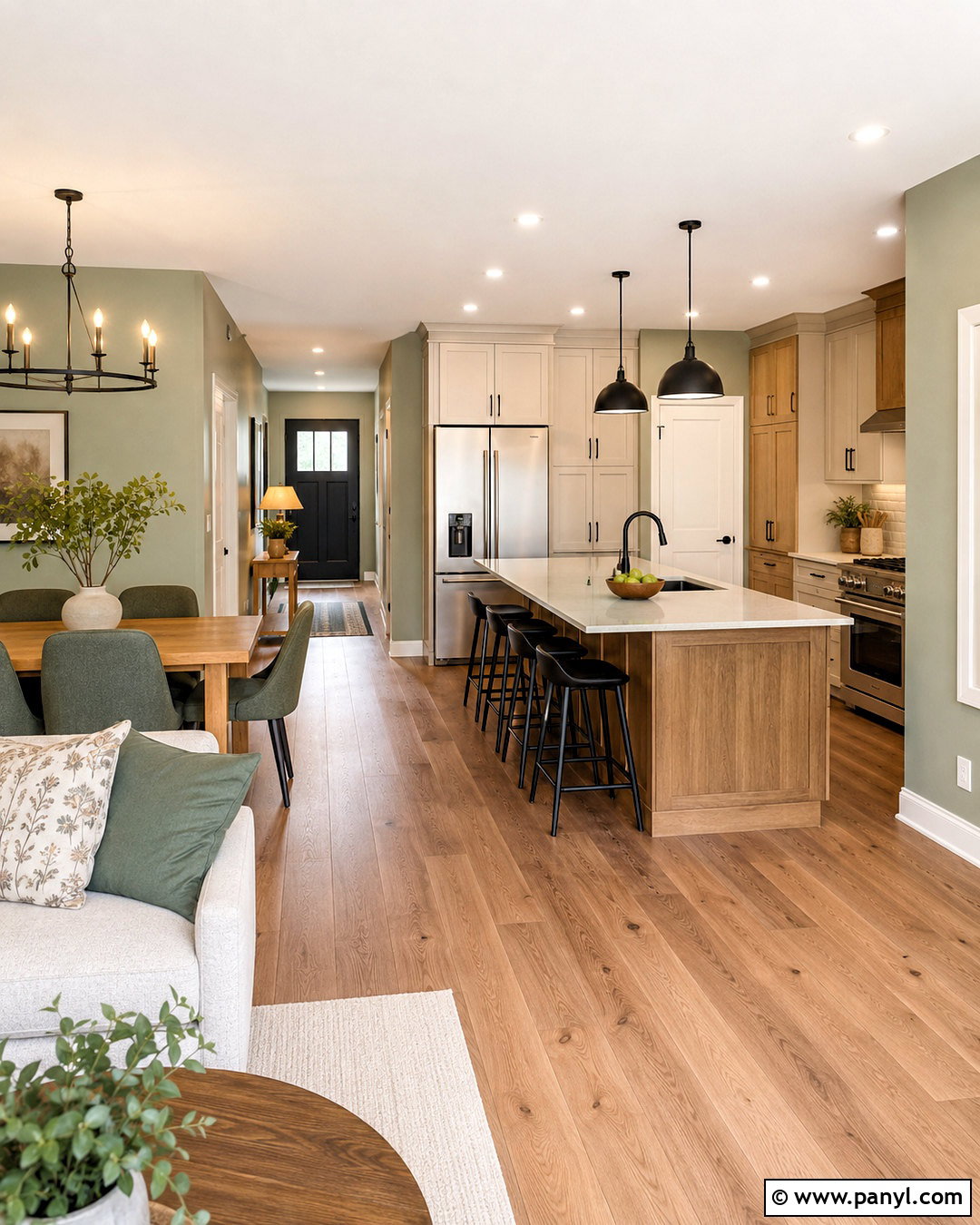 Sage Kitchen Walls In An Open Plan Kitchen - 35 sage kitchen walls