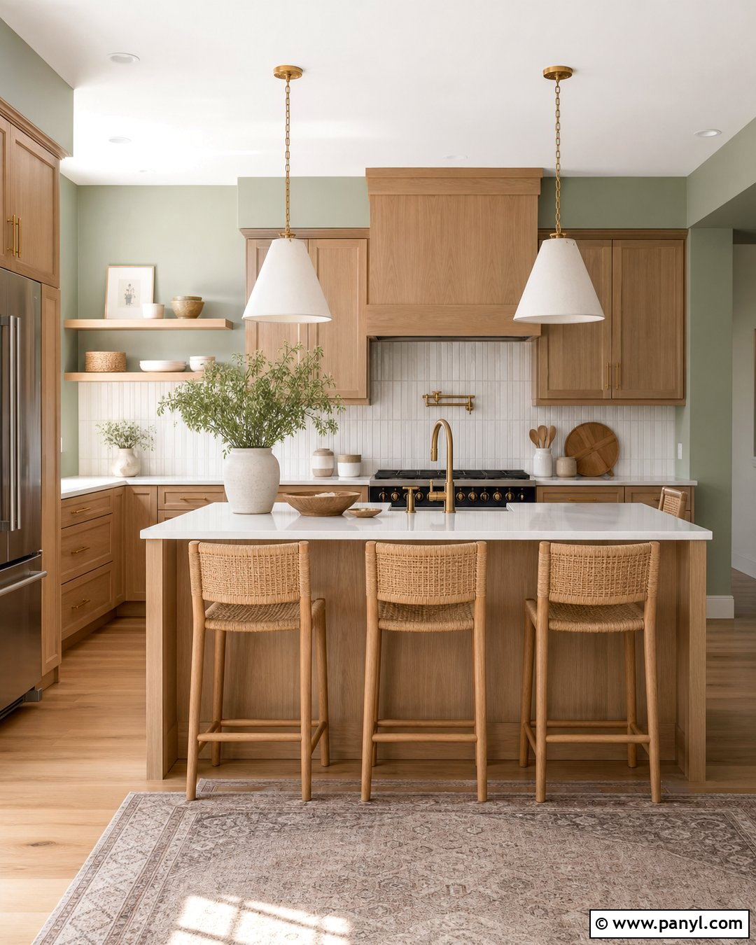 Sage Kitchen Walls With A White Backsplash - 25 sage wall kitchen ideas