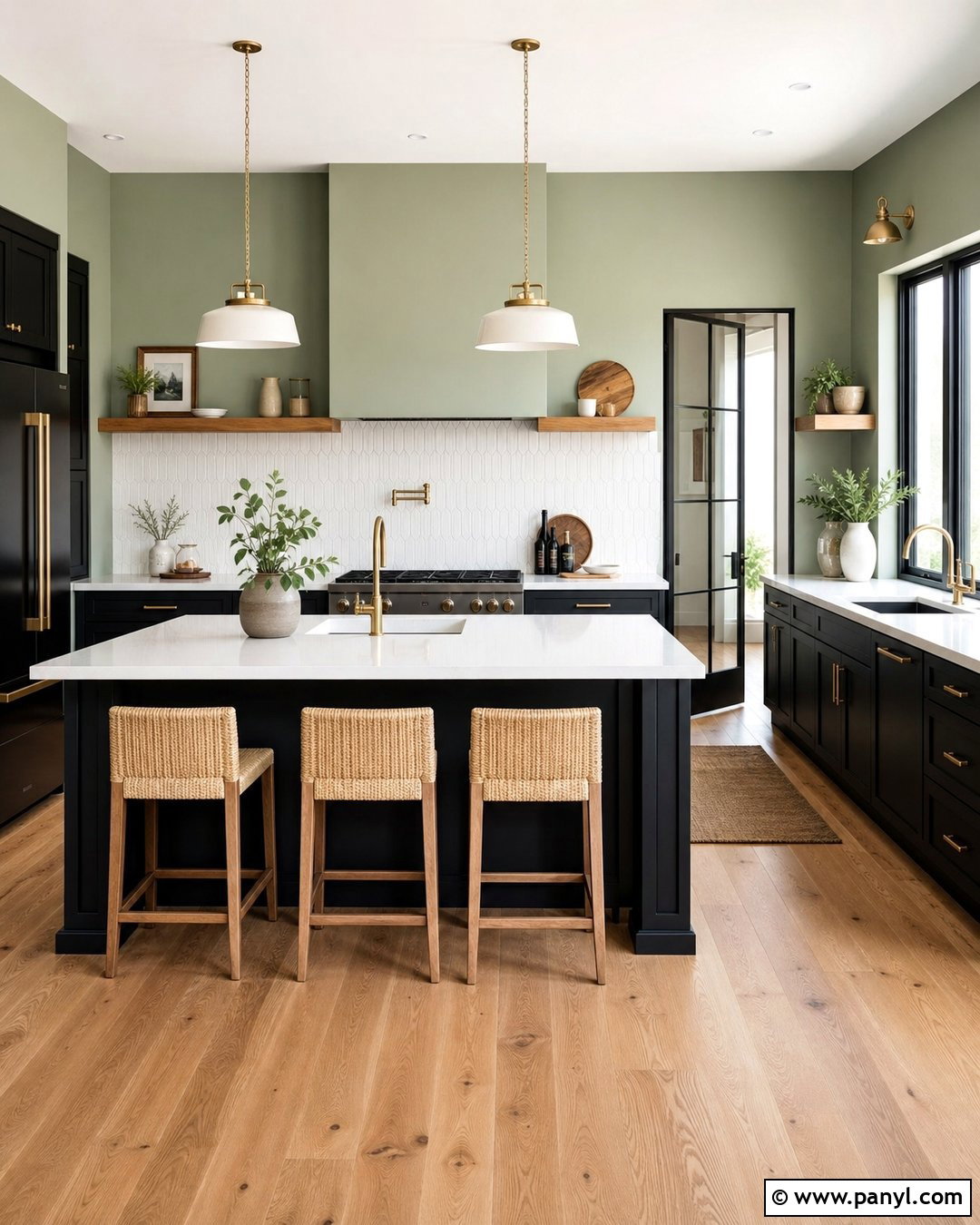 Sage Kitchen Walls With Black Cabinets - 25 sage wall kitchen ideas