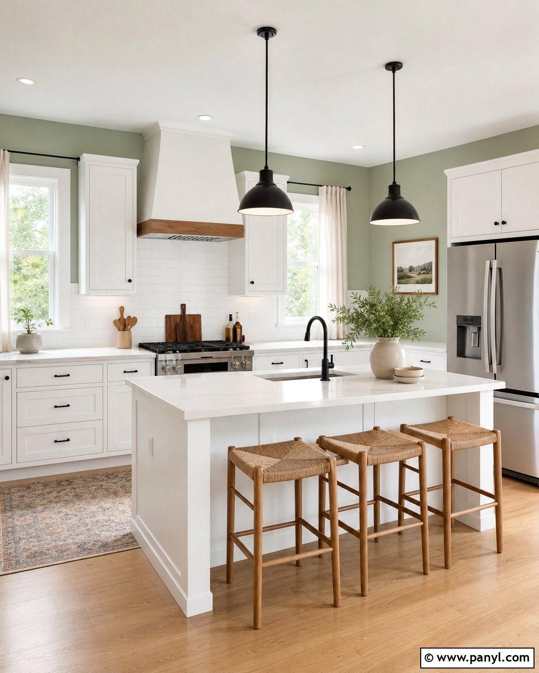 Sage Kitchen Walls With Black Hardware - 25 sage wall kitchen ideas