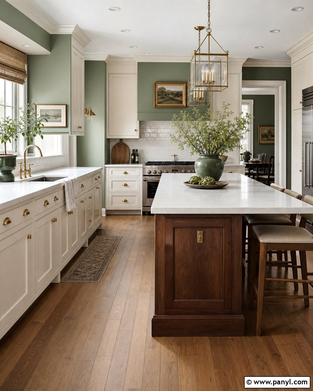 Sage Kitchen Walls With Brass Hardware - 25 sage wall kitchen ideas