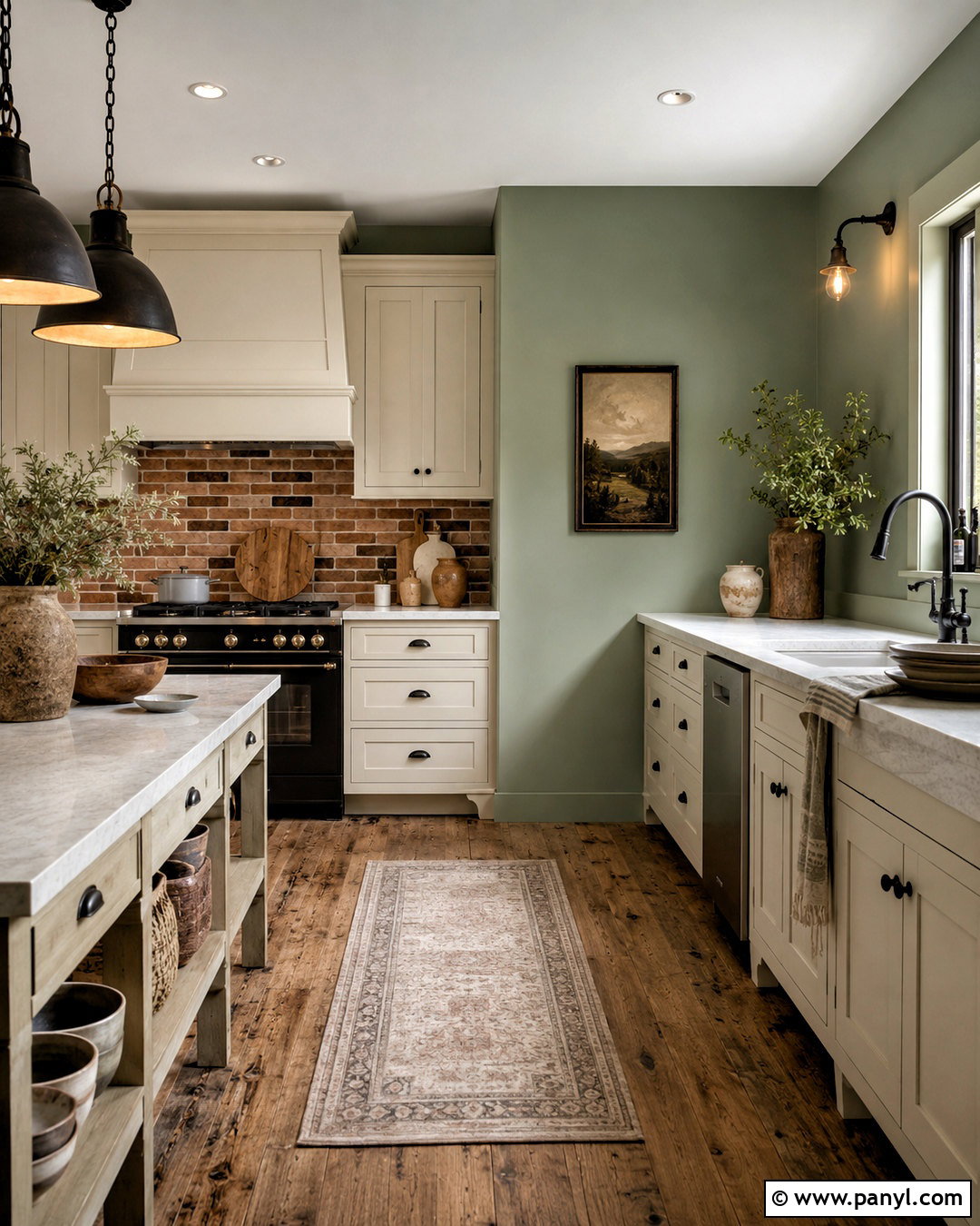 Sage Kitchen Walls With Brick Backsplash - 35 sage kitchen walls