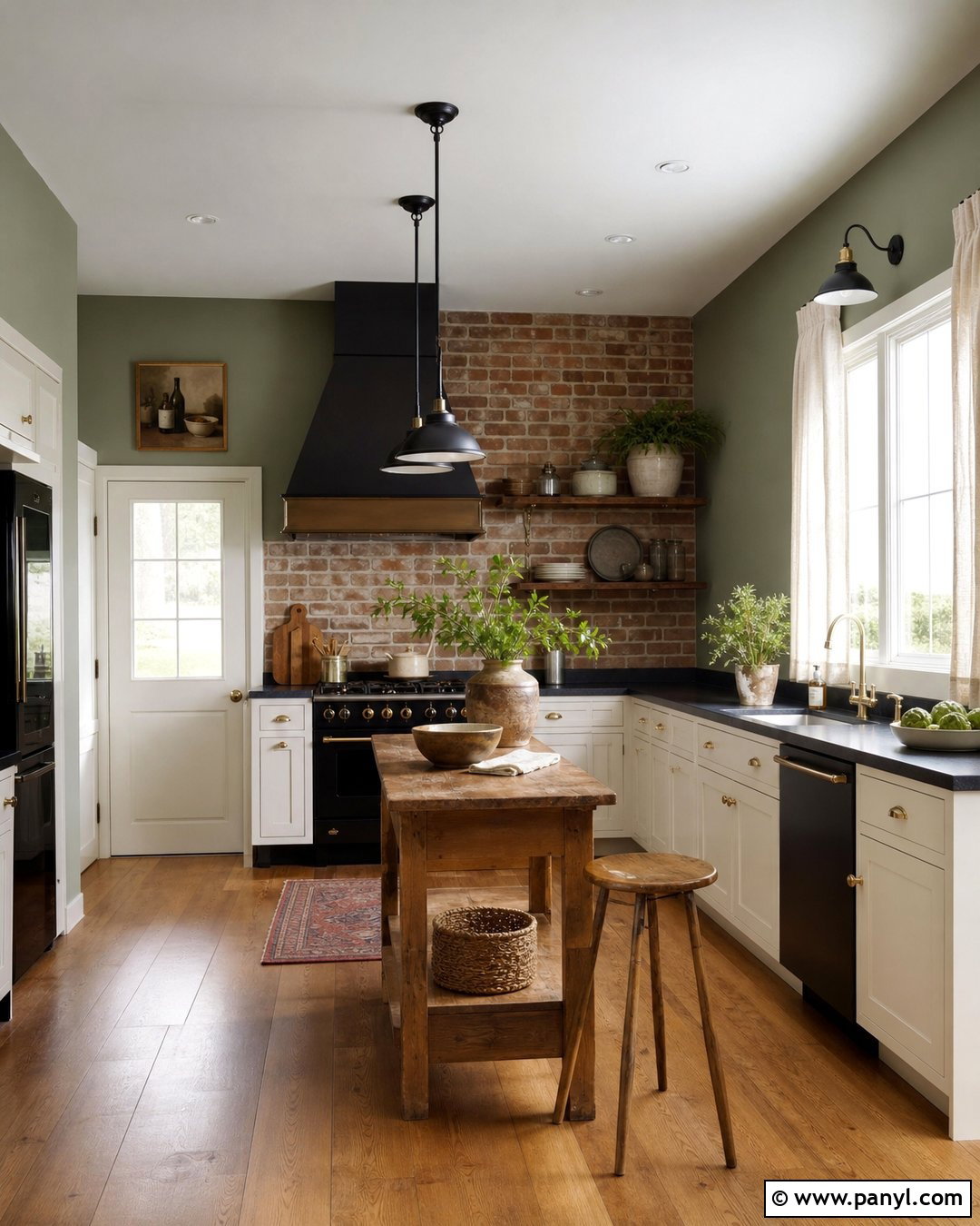 Sage Kitchen Walls With Brick Backsplash - 25 sage wall kitchen ideas