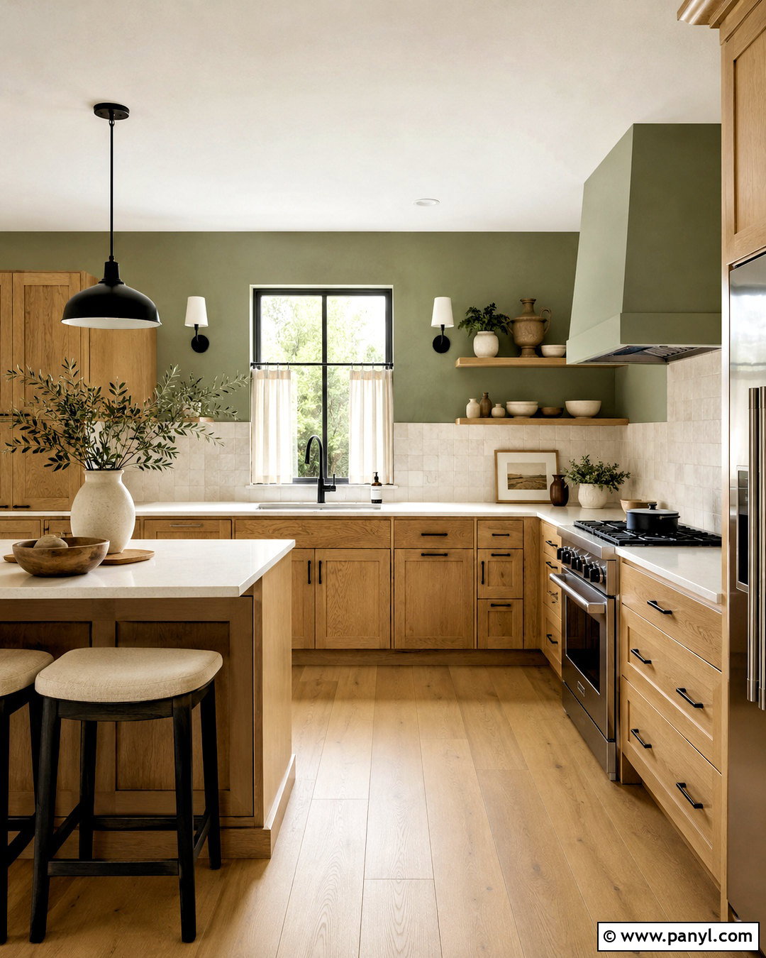 Sage Kitchen Walls With Oak Cabinets - 35 sage kitchen walls