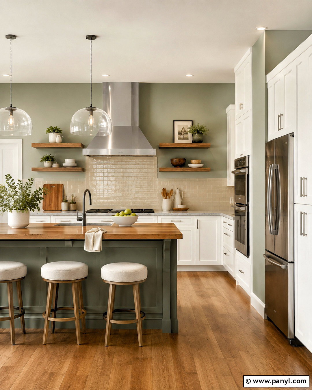 Sage Kitchen Walls With Stainless Steel Appliances - 35 sage kitchen walls