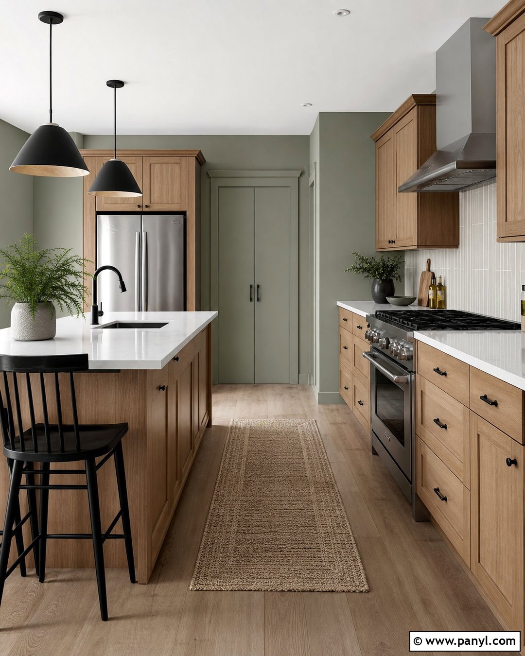 Sage Kitchen Walls With Stainless Steel Appliances - 25 sage wall kitchen ideas