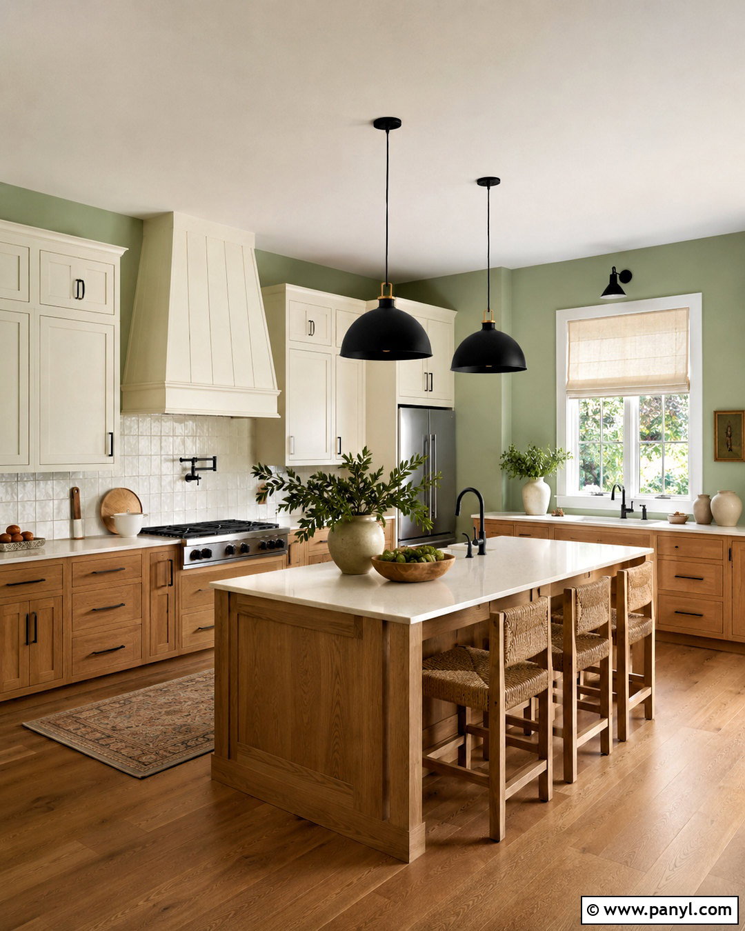 Sage Kitchen Walls With Two-Tone Cabinets - 35 sage kitchen walls
