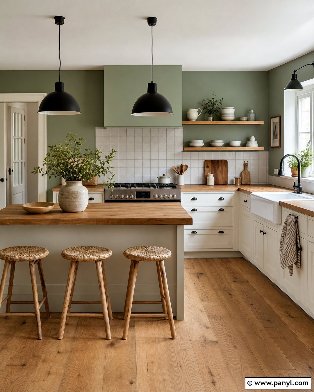 Sage Kitchen Walls With Wood Countertops - 25 sage wall kitchen ideas
