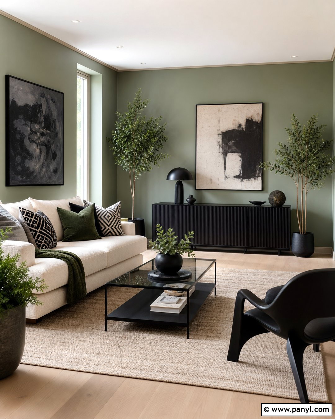Sage Living Room Walls With Black Accents - 25 Sage Living Room Walls