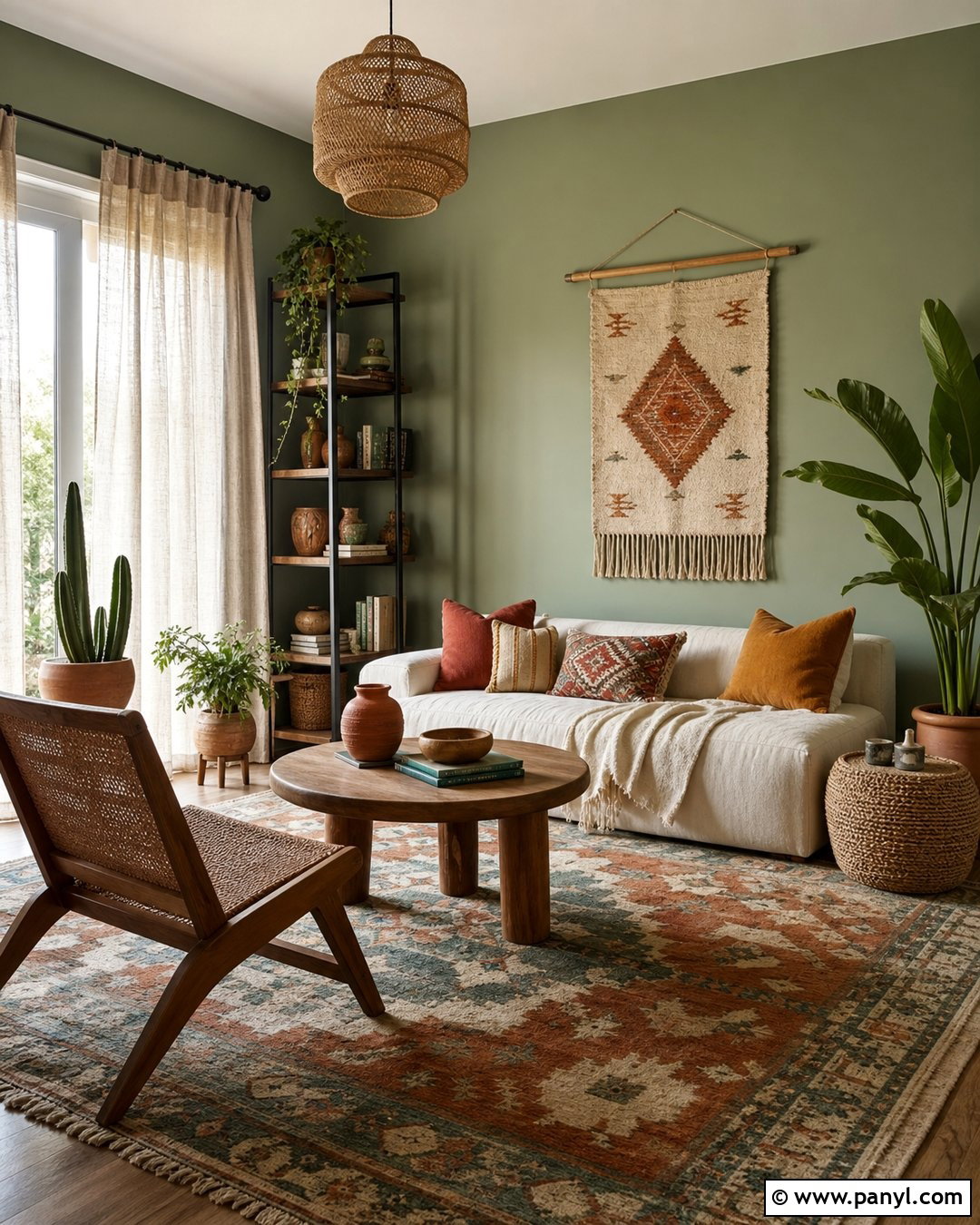 Sage Living Room Walls With Boho Decor - 25 Sage Living Room Walls